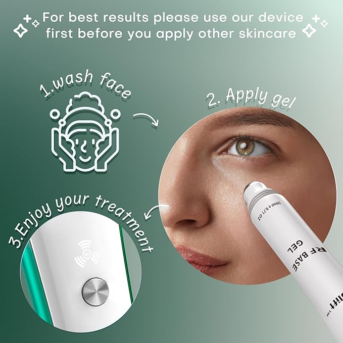 RF Eye Device | 2 in 1 Professional Eye Skin Care Pencil | Under Eye Bags Treatment | Eye Bags | Eye Puffiness | Fine Line | Wrinkle Reducing | RF Radio Frequency Anti Aging Device(with Gel)