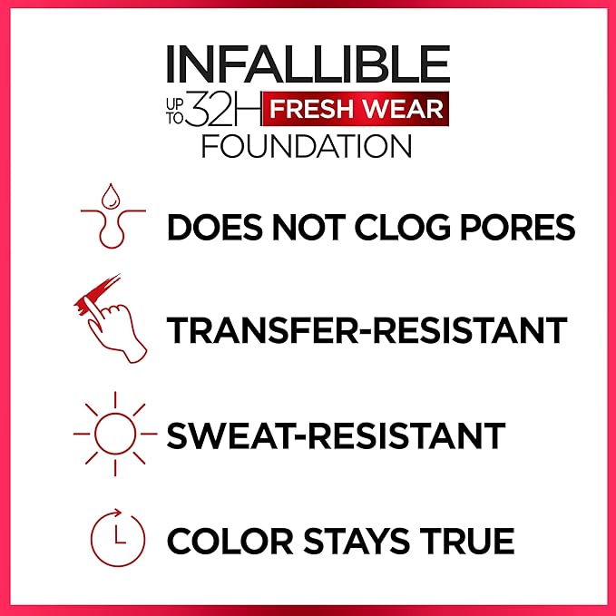 L'Oreal Paris Makeup Infallible Up to 32 Hour Fresh Wear Lightweight Foundation, 540 Mahogany, 1 Fl Oz, Packaging May Vary