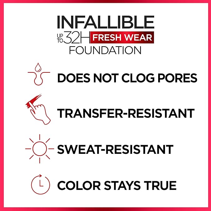 L'Oreal Paris Makeup Infallible Up to 32 Hour Fresh Wear Lightweight Foundation, 490 Golden Amber, 1 Fl Oz, Packaging May Vary