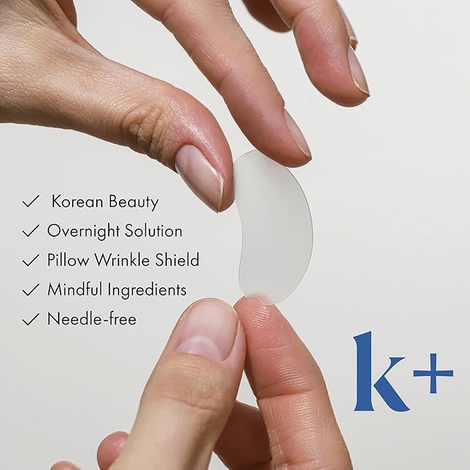 K+ Wrinkle Patches for Marionette, Smile Lines with Hyaluronic Acid, Adenosine and Peptides - Korean Overnight Mindful-Aging Facial Stickers (60 Count)
