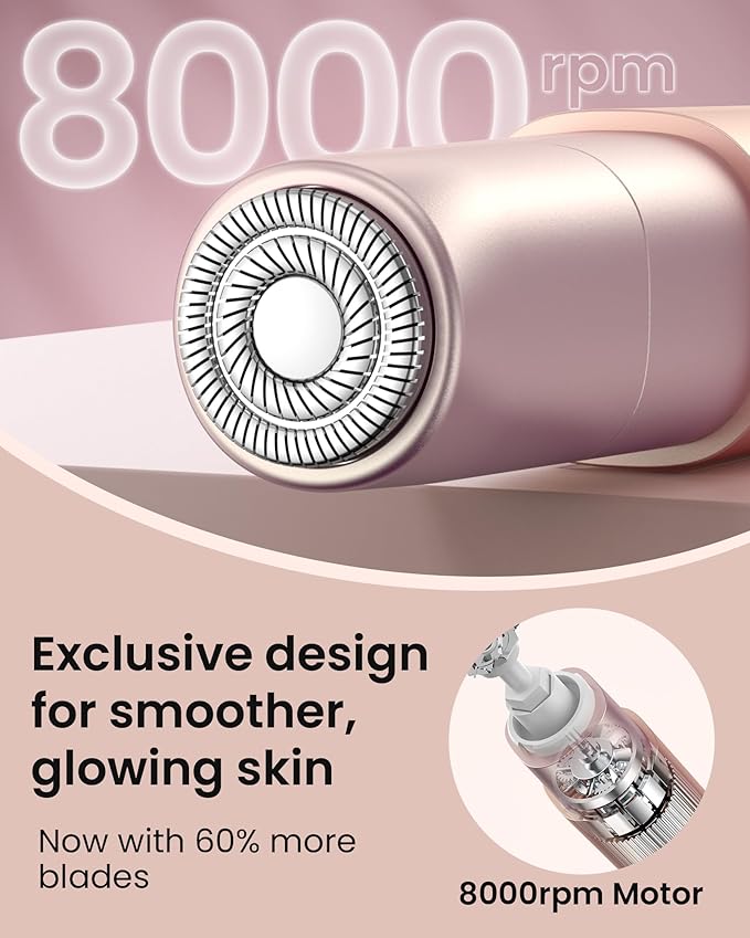 Rechargeable Facial Hair Remover for Women: Painless Mini Face Razors Shaver with 2 Replacement Heads,Electric Facial Hair Removal Device for Upper Lip, Chin & Face for Home & Travel