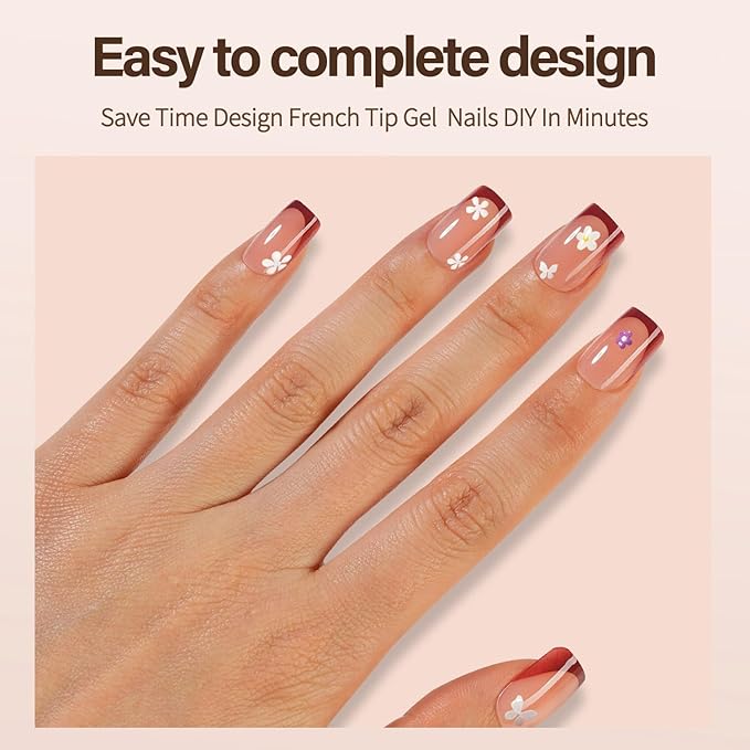 300Pcs French Gel Nail Tips, Vansiho Short Square Nail Tips, Pink Pre-French Tips Press on Nails, Acrylic Fake Nails for Nail Art DIY 15 Sizes