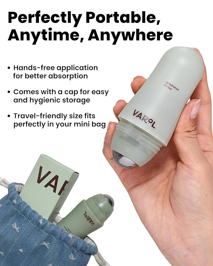 Ice Roll Serum | Cooling & Hydrating Roll-On Serum for Face, Puffy Eyes, Tannin & Panthenol for Pore Minimizing, Soothing, Facial Roller for Depuffing, Under Eye Bag Treatment | Korean Skin Care