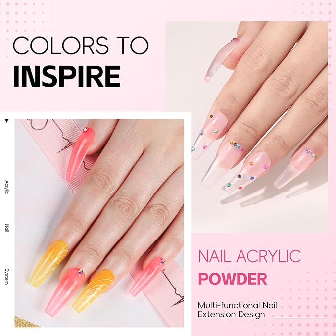 Acrylic Nail Kit for Beginners with Everything Nails Kit Acrylic Set with Drill and U V Light Professional Glitter Powder Decorations Rhinstones DIY Gifts for Women