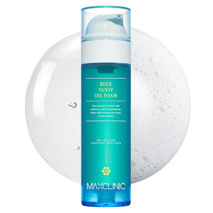 MAXCLINIC [K-Beauty] Blue Tansy Oil to Foam - All-in-One Korean Face Wash OilBased Foaming Facial Cleanser - Excess Sebum & Oil Control - Makeup Deep Cleansing Oil for All Skin Types (3.88 fl oz)