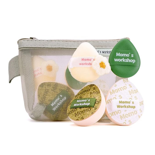 Mini Denim Makeup Sponge Set,Mini Makeup Blenders Sponge for Concealer/Blush/Highlighter, Perfect for Detail Work & Travel,4pcs Green Mini Concealer Puffs with Travel Pouch