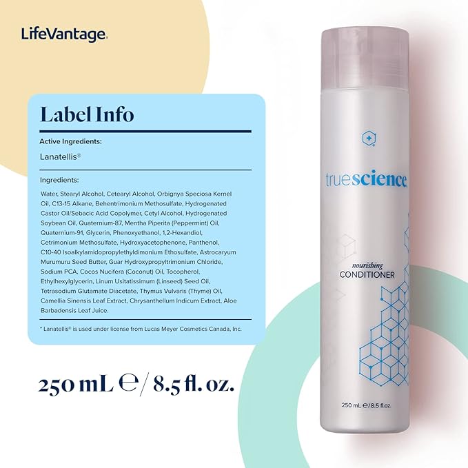 LifeVantage TrueScience Hair Care System Includes TrueScience Nourishing Hair Shampoo 250ml, Conditioner 250ml and Scalp Serum 50ml.