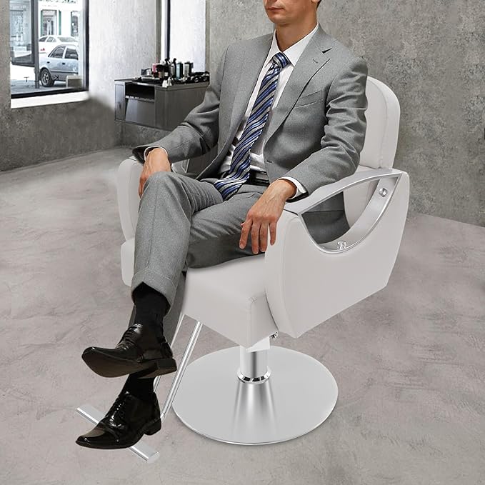 Barber Salon Chair, Salon Chairs for Hair Stylist,hair Chair with Heavy Duty Hydraulic Pump & Footrest, 360 Degrees Rolling Swivel Spa Beauty Equipment for Hair Stylist Women Man, 440 Lbs (Beige)