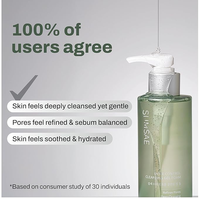 Pore Control Cleansing Gel Foam - Korean Skincare Gel to Foam Cleanser with Green Tea, Chestnut Shell, and Botanical Complex for Pore Care, Sebum Balance and Makeup Removal, 155ml / 5.24 fl.oz.