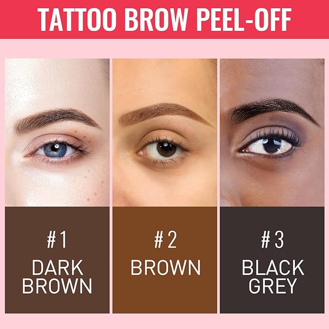 Peel Off Eyebrow Gel Kit,2PCS Easy Tattoo Brow Peel Off Gel for Women,Waterproof,Sweatproof,Natural Brows Color,For Fuller & Defined Looking Brows,DIY at Home(brown)