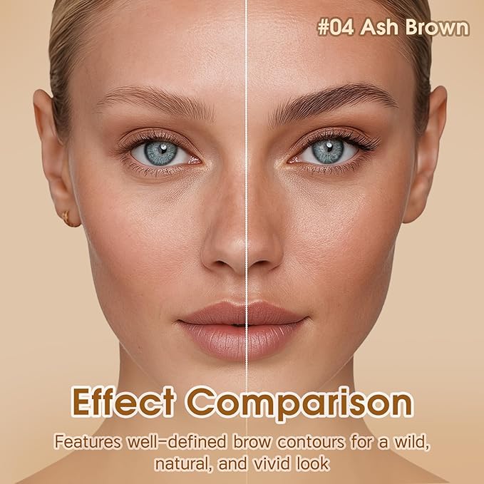 Microblading Brow-Fection Brow Eyebrow Pencil – Angled Brush Tip, Wild Natural Hair-Like Strokes, Patented Design, Long-Lasting & Smudge-Proof, for Beginners & Pros(04 Ash Brown）