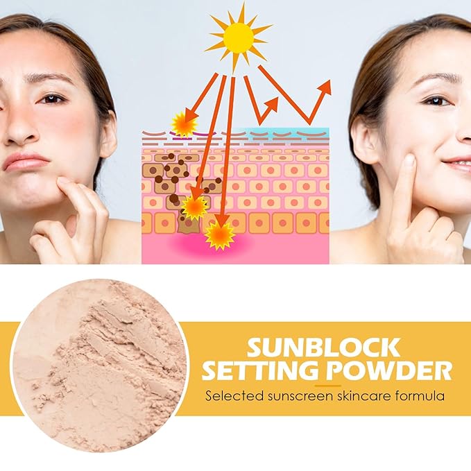 Mineral Sunscreen Setting Powder, SPF 50 Mineral Sunscreen Setting Powder for Face, Oil Control Natural Matte Finish, Mini Sunscreen Bulk Powder, Long-Lasting Lightweight Breathable