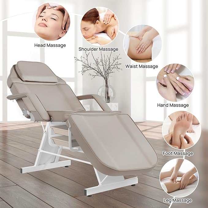 Tattoo Chair for Client Facial Chair Adjustable Multipurpose with Hydraulic Stool for Esthetician Beauty Spa Tattoo Eyelash Equipment Gray