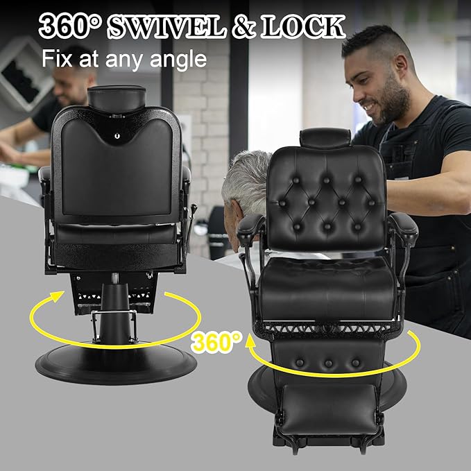 Vintage Barber Chair Heavy Duty Barber Chairs for Hair Stylist Hydraulic Reclining Salon Chair Beauty Spa Equipment Retro Style Barber Chair