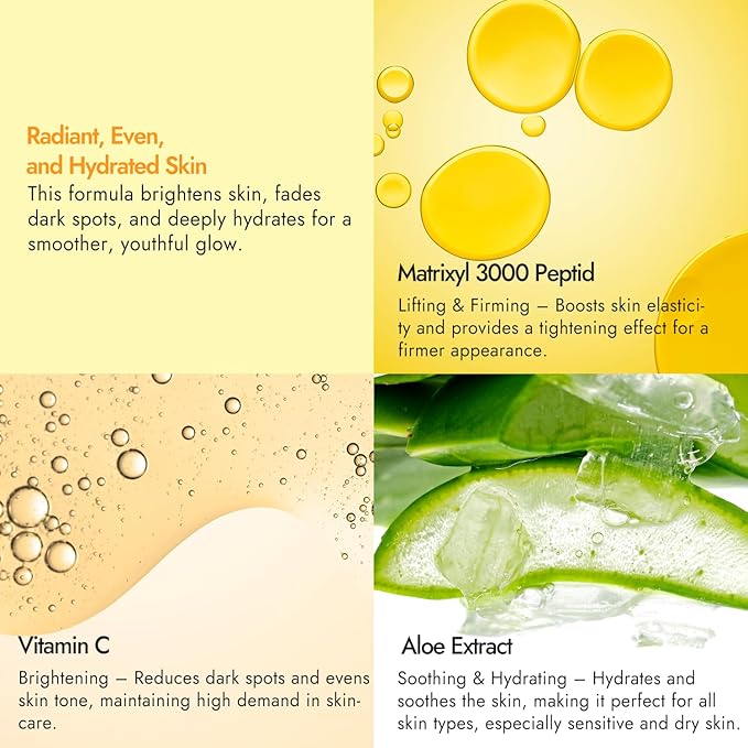 Epielle Complex Niacinamide 10% + Peptides Serum 3 fl.oz, Glowing and Firming Formula for Uneven Tone & Enlarged Pores, Anti-Aging for Face, Korean Skin Care (Vitamin C + Peptides Serum)