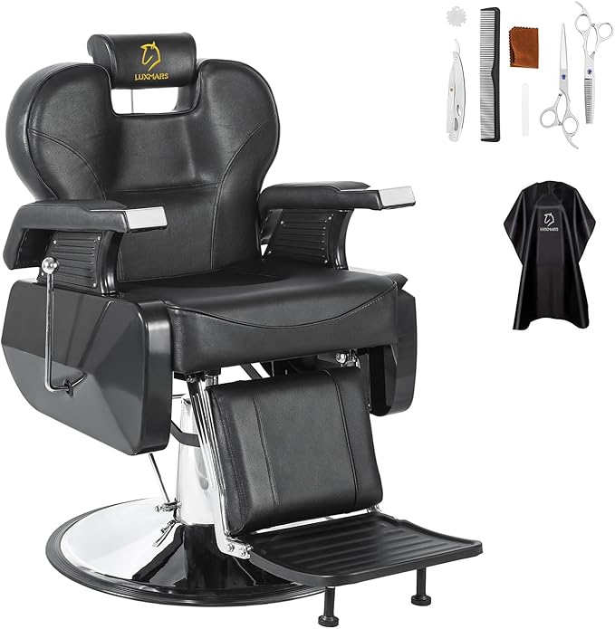 Salon Chair Barber Chair Hydraulic Styling Chair for Hair Salon 360 Degrees Rolling Swivel Barber Chairs Hydraulic Hair Chair All Purpose Beauty Spa Equipment - Silver