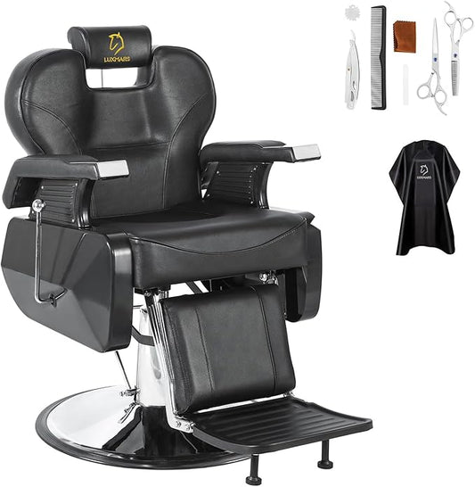 Salon Chair Barber Chair Hydraulic Styling Chair for Hair Salon 360 Degrees Rolling Swivel Barber Chairs Hydraulic Hair Chair All Purpose Beauty Spa Equipment - Silver