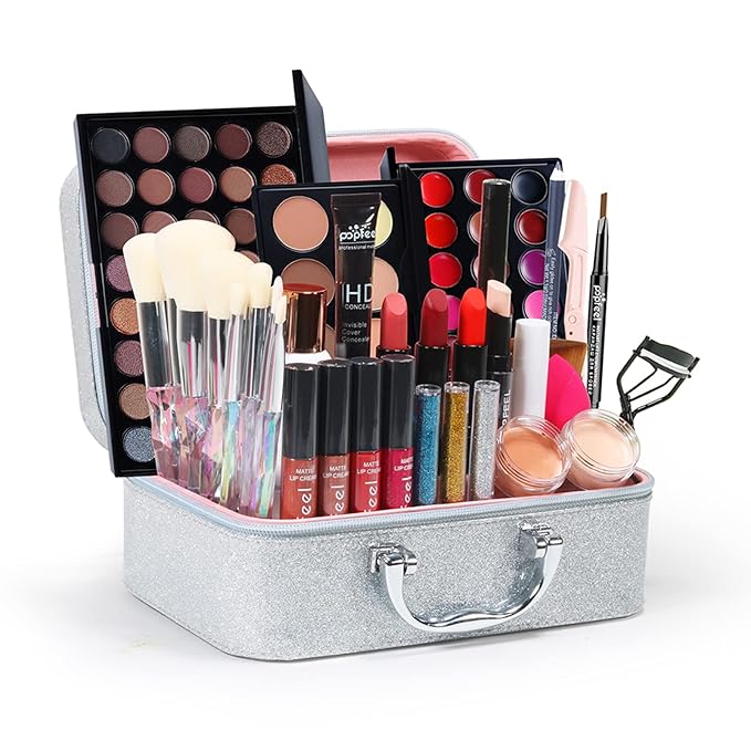 All-in-One Makeup Gift Set Carry All Makeup Kit Women Full Kit With Makeup Bag Lipgloss Lipstick Concealer Blush Foundation Face Powder Eyeshadow Palette Cosmetic Palette #6