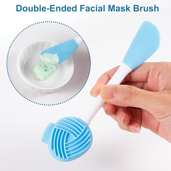 Silicone Face Exfoliator Scrubber, Face Mask Brush Applicator, Facial Cleansing Brush for Blackhead Skin Care, Makeup, Mud, Body Lotion, DIY Mask for Women -Blue, 1pcs
