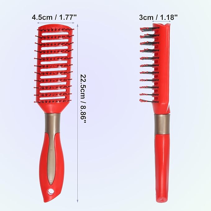 VOCOSTE 1 Pcs Hair Brush, Detangling Brush for Women Men, Hair Brush for Straight, Curly, Long, Short, Thick, Thin, Dry Hair, Red, Plastic