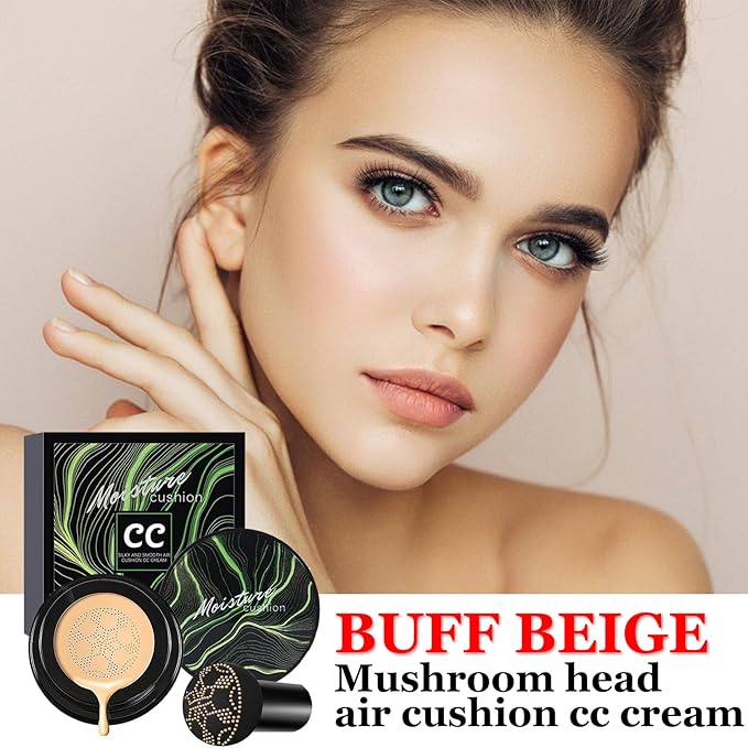 CAHIUYOA Mushroom Head Air Cushion CC Cream BB Cream Mushroom Head Foundation Full Coverage Foundation Makeup Long Lasting Moisturize Matte Concealer - 05 Buff Beige