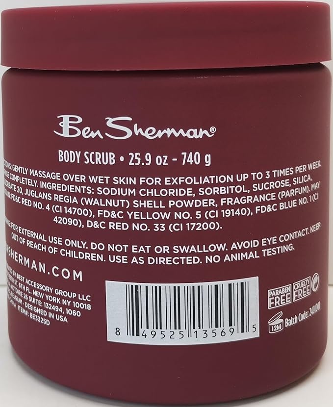 Ben Sherman Exfoliating Body Scrub For Men with Shea Butter Vitamin A and C, Moisturizing Hydrating Body Scrub for Healthy Skin