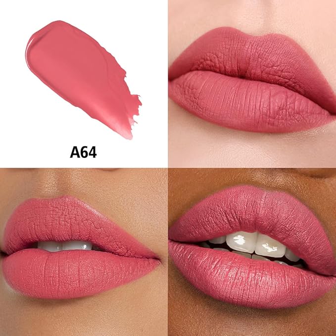 Pink Red Lipstick Long Lasting Lipsticks for Women Pigmented Smudgeproof Transferproof Vegan Cruelty Free Lip Makeup, A64 Epic
