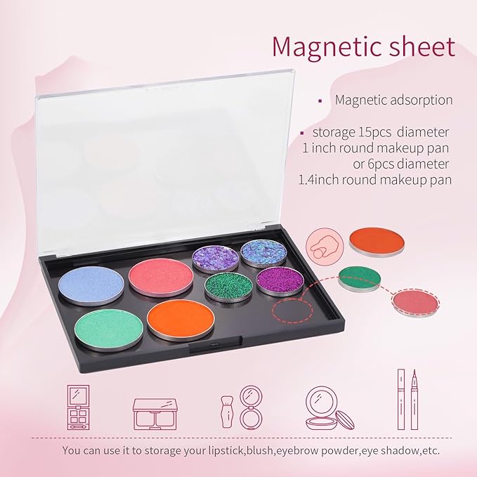 AJLTPA Magnetic Makeup Palette with Clear Top, Empty