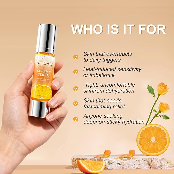 Hydrating Facial Serum with Anti-Aging Complex, Deep Moisture Essence for All Skin Types, Brightening and Skin Repair Formula, 1.69 fl oz