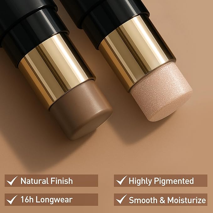 FV Contour and Highlighter Stick, Blendable and Natural Finish, Long Lasting, Waterproof Contour Makeup Kit for Face Shaping, Travel-Friendly, 01 Amber & 05 Sheer Glow