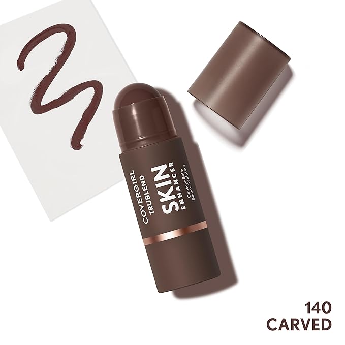 CoverGirl Trublend Skin Enhancer Contour Stick Balm, 140 Carved, Vegan Formula, Easy to Use, Glides on Effortlessly, Non-Greasy, Doesn't Crease, 0.21oz