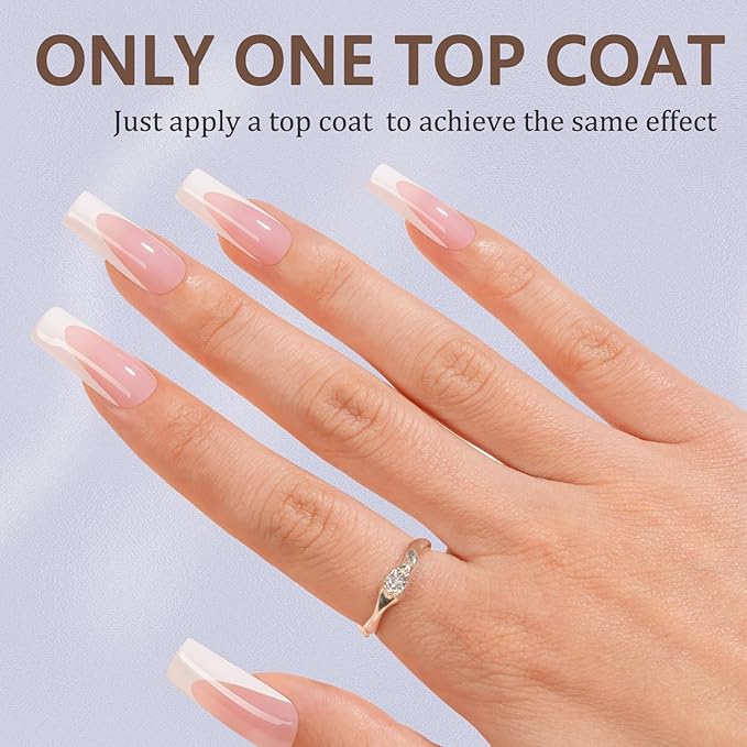 Misssix Deep French Gel Nail Tips, 150Pcs French Tip Press on Nails Long Square Pink, No Need to File 3 in 1 Tips Pre-lasting, Fake Nails for Nail Art DIY 15 Sizes