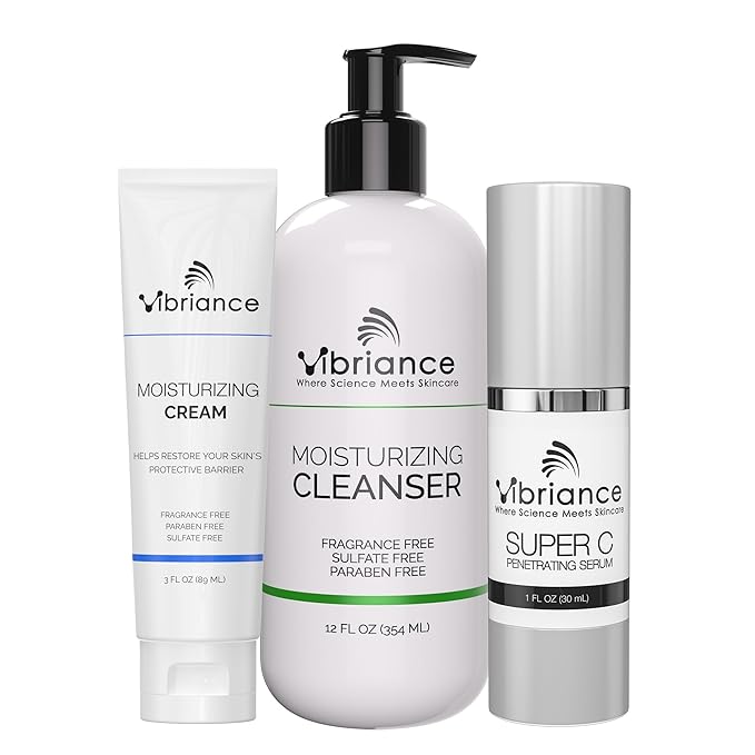 Vibriance Bundle Skincare Set | Super C Serum, Moisturizing Cleanser and Face Cream | Complete Kit for Radiant Beauty