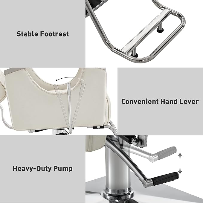 BarberPub Barber Chair for Barbershop,Reclining Salon Chair for Hair Stylist 9180 (Champagne)