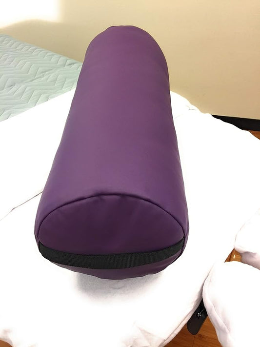 Fluffy Massage Bolster Pillow by NRG - 8"W x 26"L Full Round Massage/Spa Table Bolster with Carrying Strap - Supports Neck, Knees or Ankles - PVC Free Vinyl Upholstery - CFC Free Foam - Color: Purple