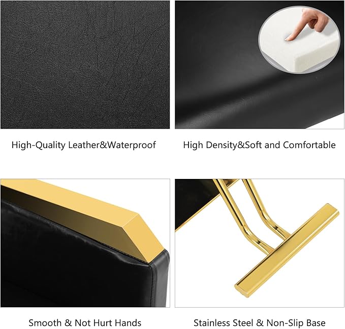 Artist hand Hair Salon Chair, Hydraulic Salon Styling Chair, 360 Degrees Rolling Swivel Barber Chair, Beauty Salon Equipment for Hair Stylist Max Load 330 Lbs, Black and Gold