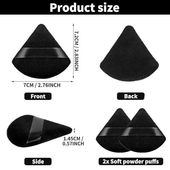 2 Pieces Powder Puffs, Softer and More Skin-Friendly Velour Triangle Makeup Puff, Repeatable for Applying Loose or Pressed Powders Beauty Makeup Tools 10272
