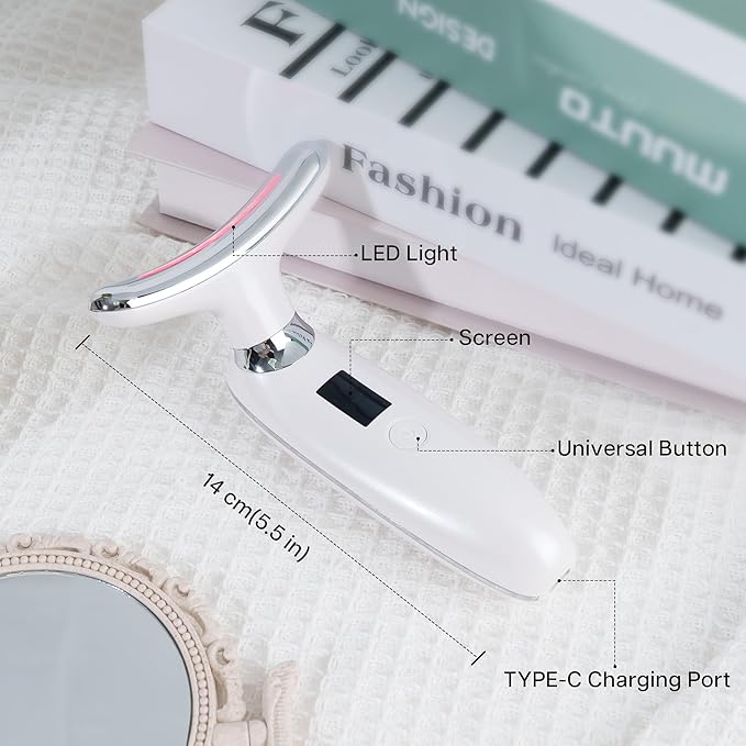 VRAIKO Lilac 7-in-1 Beauty Massager for Face and Neck - Jawline Lifting & Firming - Face Lymphatic Drainage Massager for Anti Aging Wrinkle, Forehead Lines, and Dark Circles, White