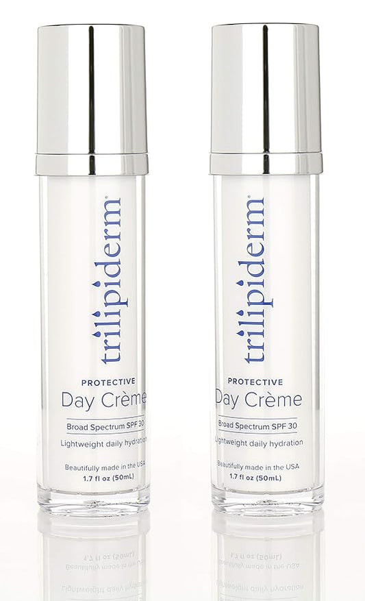 Trilipiderm Protective Day Crème, Broad Spectrum SPF 30 – 2-PACK – Lightweight, Fast-Absorbing Moisturizing Sunscreen, TSA-Friendly 1.7 Ounce Airless Pump Bottles