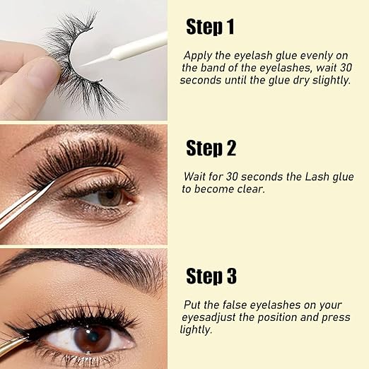 2 in 1 Clear Lash Glue with Lash Growth BIOTIN; Sensitive Eyes; Strong Hold Easy Brush On for False Eyelash Extensions, Strip Lashes, Mink, Wispy, Latex Free, No Parabens; Waterproof