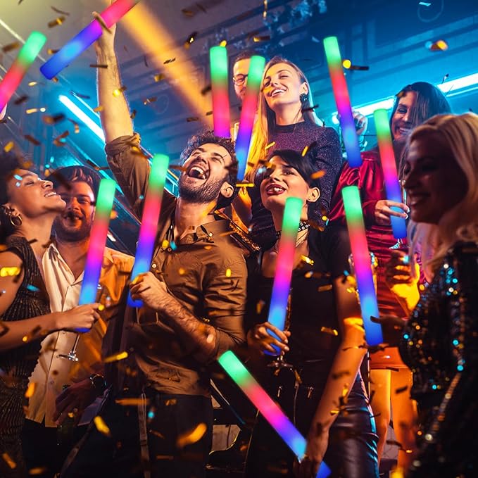 205 PCS Foam Glow Sticks, Glow Sticks Bulk Party Pack, Glow In Tthe Dark Party Supplies, Glow Foam Sticks Bulk with 3 Modes Colorful Flashing, Foam Light up Sticks for Wedding, Raves, Birthday