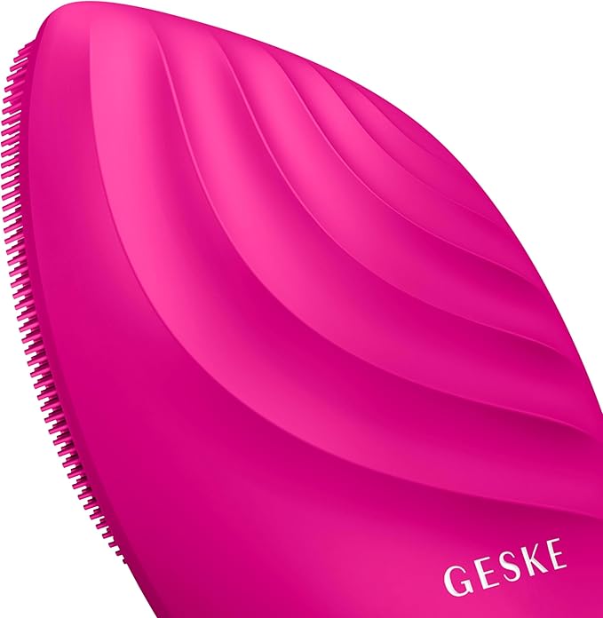 GESKE SmartAppGuided™ Sonic Facial Brush 5 in 1 | Vibrating Electric Facial Cleansing Brush | Soft Silicone Brush | Professional Facial Cleanser | Skin Cleanser & Exfoliator | Face Massager