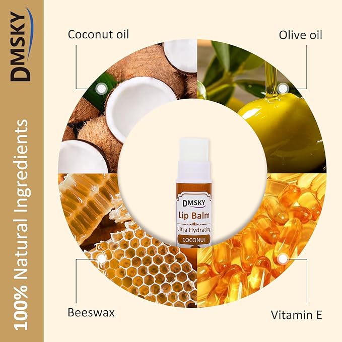 DMSKY 240 Pack Lip Balm, Natural Lip Balm Bulk with Vitamin E and Coconut Oil, Christmas Stocking Stuffers, Christmas Gifts for Women Girls-12 Flavors