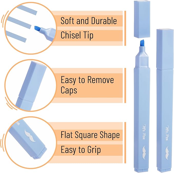 Mr. Pen- Aesthetic Highlighters, 8 pcs, Chisel Tip, Assorted Colors, Cute Highlighters Assorted Colors