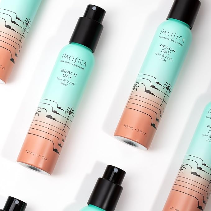 Pacifica Beach Day Hair Mist Perfume & Full Body Spray for Women - Body Mist Fragrance w/Bergamot, Orange Flower, Sandalwood, Amber, Musk & Suede Leather – Clean Beauty Alcohol-Free, Vegan 5 oz