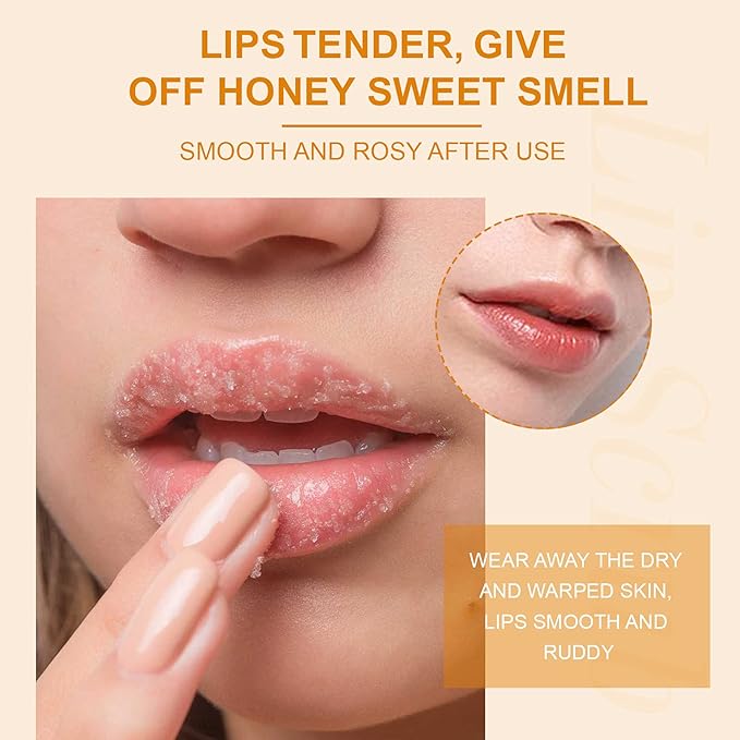 Lip Scrub, Lip Scrubs Exfoliator & Moisturizer, Lip Repair for Lush Soft Lips, Lip Moisturizer for Chapped Dry and Flaky Lips Treatment, Lip Scrubs (Orange)