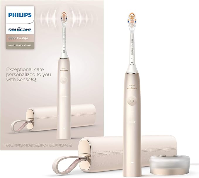 Philips Sonicare 9900 Prestige Rechargeable Electric Power Toothbrush with SenseIQ, Champagne, HX9990/11