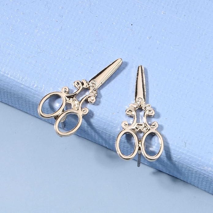 Punk Scissors Stud Earrings Gold Barber Earrings Minimalist Petite Earrings Personalized Earrings for Women and Girls Hair Stylist Gifts
