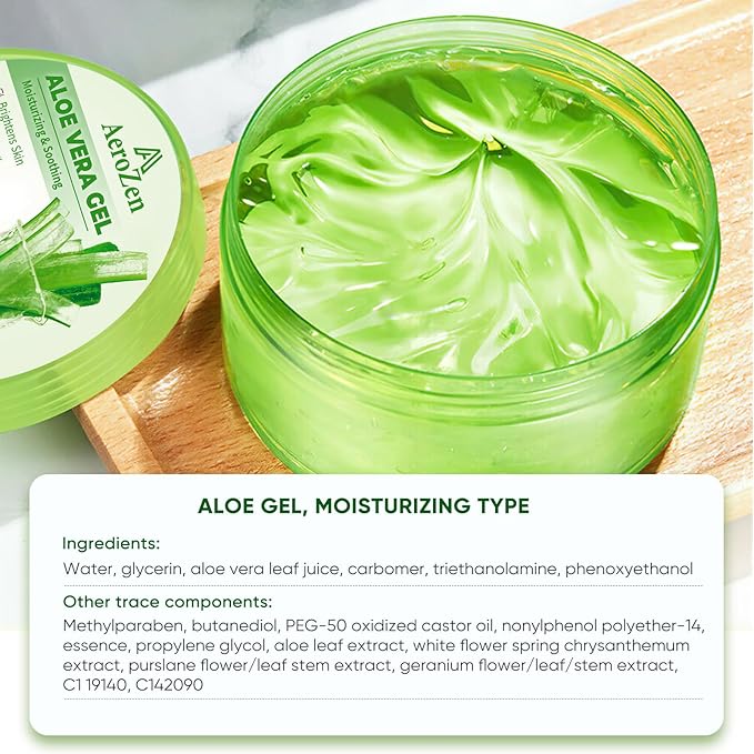 Aero Zen 99% Pure & Organic Aloe Vera Gel - 1-Pack (10.1oz) | Premium Hydration for Daily Use & After Sun Care | Lightweight, Non-Greasy & Alcohol-Free Formula for Face, Body & Hair | Vegan