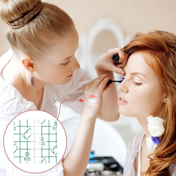 ANCIRS 150pcs Disposable Makeup Hand Palettes, 2.4x2.4inch Adhesive Waterproof PU Cosmetic Makeup Palettes for Women Girls Female Artists Make up